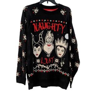 Disney Villains Naughty List Light Up Christmas Sweater Black Mens Large NWT